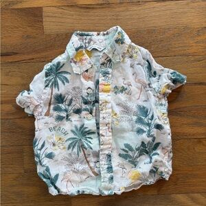 Janie and Jack Tropical Print Button Down Shirt